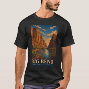 Big Bend National Park Texas Modern Träsnitt T Shirt