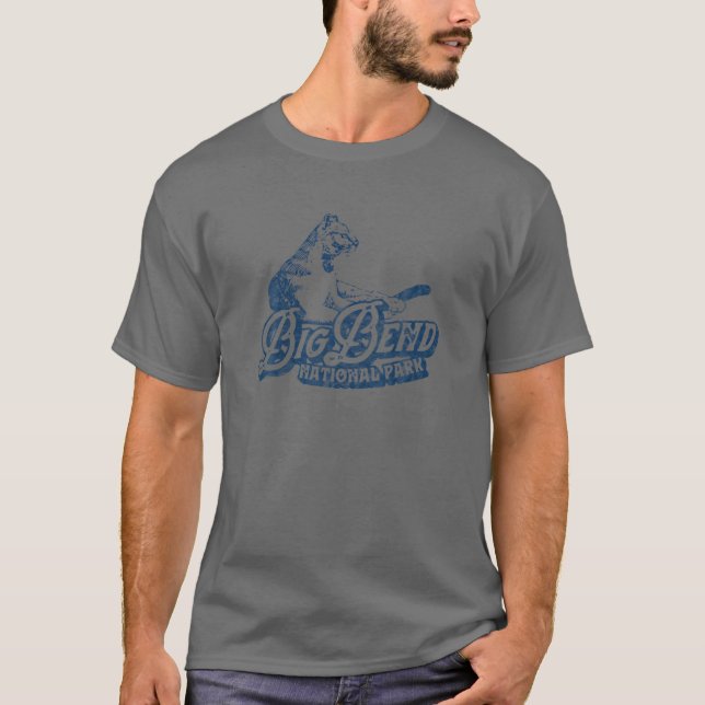 Big Bend National Park Texas Mountain Lejon Retro  T Shirt (Framsida)