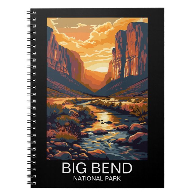 Big Bend National Park Texas Retro Travel Anteckningsbok (Framsidan)