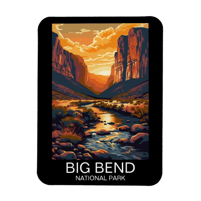 Big Bend National Park Texas Retro Travel Magnet (Vertikal)