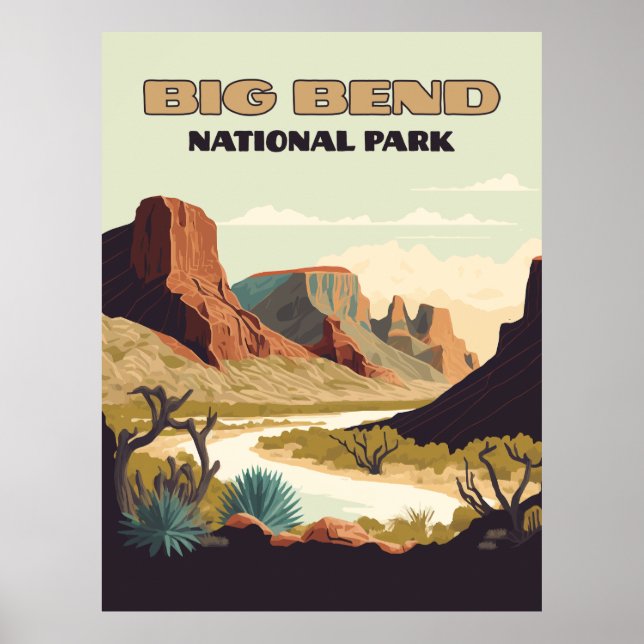 Big Bend National Park Texas Retro Travel Poster (Framsidan)