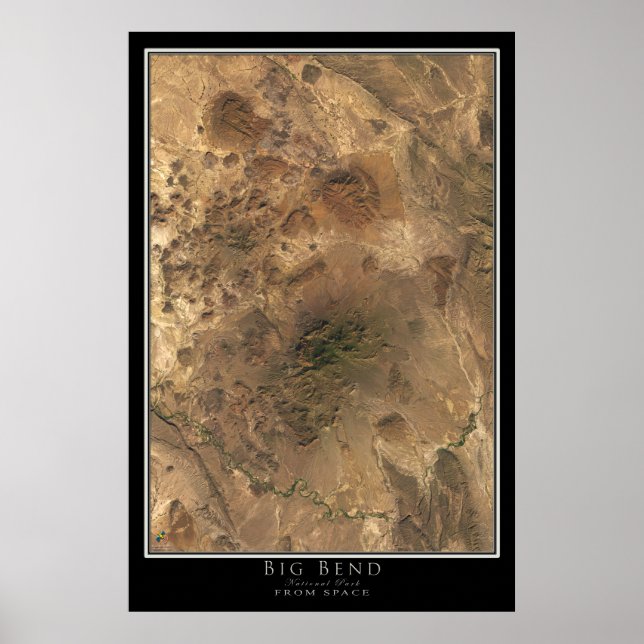 Big Bend National Park Texas Satellite Poster Kart (Framsidan)