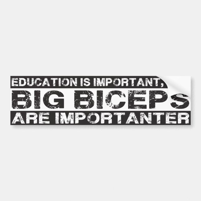 Big Biceps är Importanter - Funny Bumper Sticker Bildekal (Framsidan)