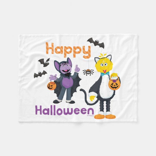 Big Bird and Count | Happy halloween Fleecefilt (Framsidan (Horisontell))