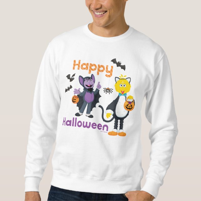 Big Bird and Count | Happy halloween Lång Ärmad Tröja (Framsida)