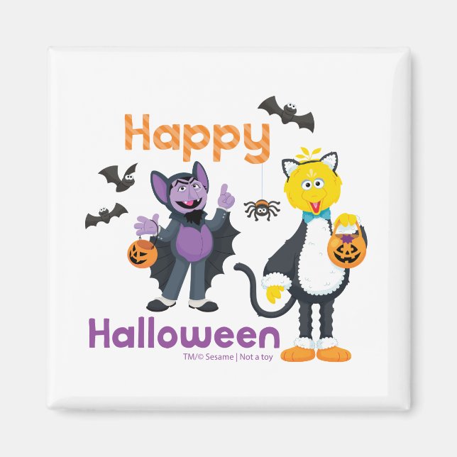 Big Bird and Count | Happy halloween Magnet (Framsidan)