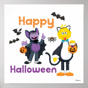 Big Bird and Count Happy halloween Poster