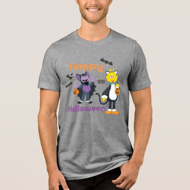 Big Bird and Count | Happy halloween T Shirt (Framsida)