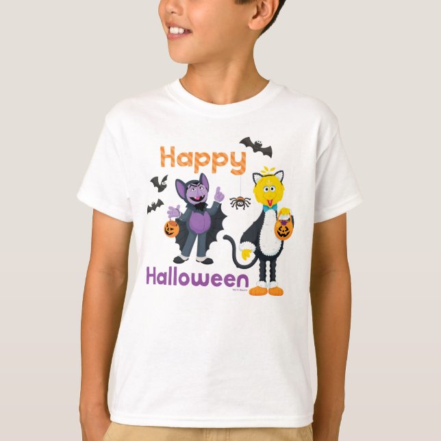 Big Bird and Count | Happy halloween T Shirt (Framsida)