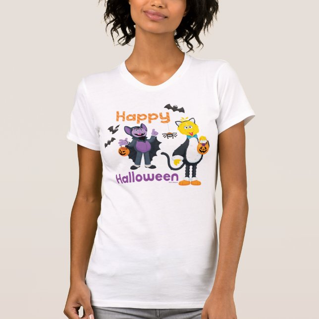 Big Bird and Count | Happy halloween T Shirt (Framsida)