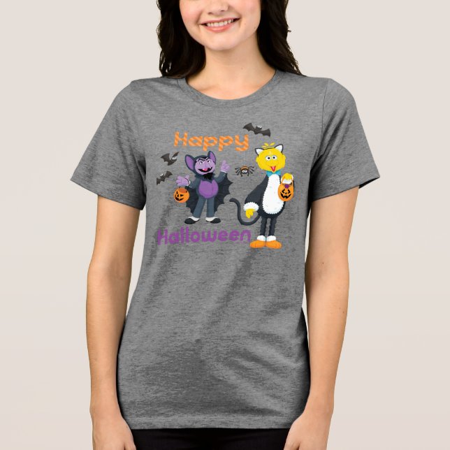 Big Bird and Count | Happy halloween T Shirt (Framsida)