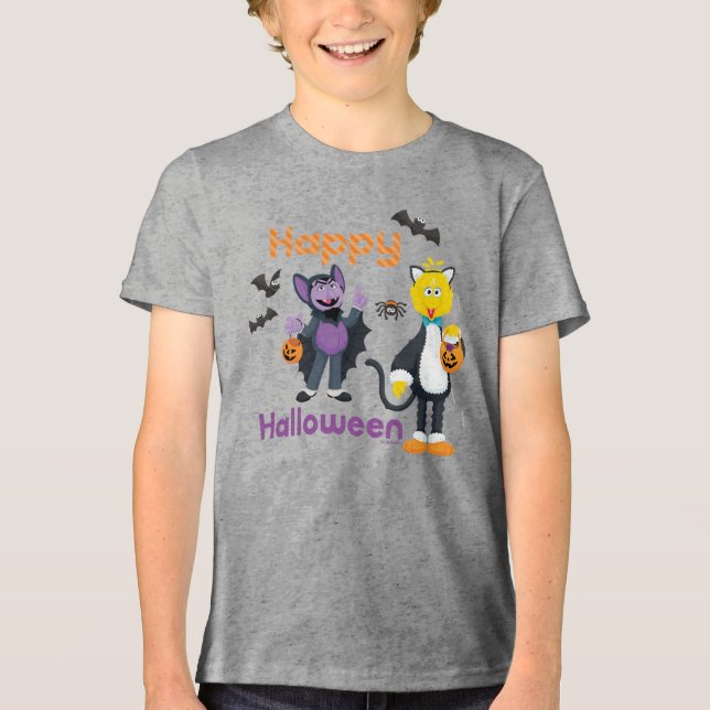Big Bird and Count | Happy halloween T Shirt (Framsida)