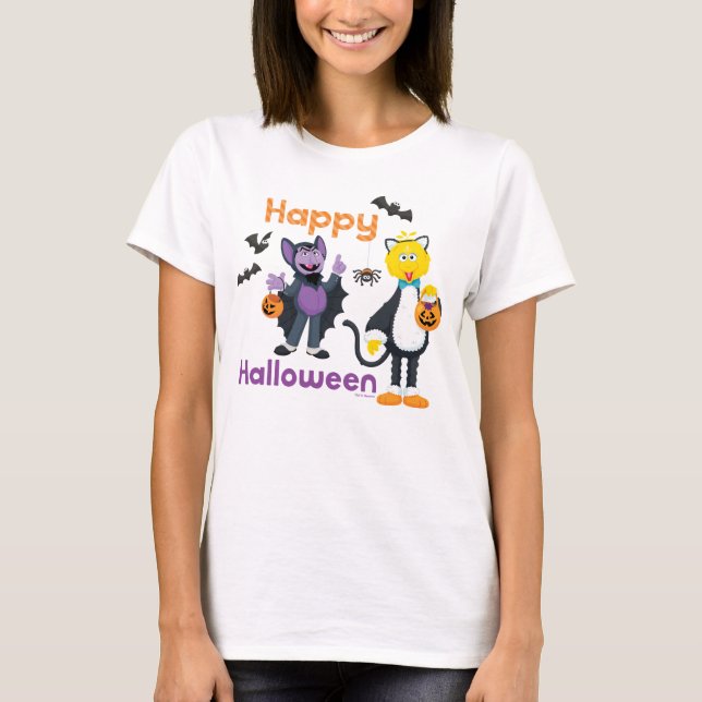 Big Bird and Count | Happy halloween T Shirt (Framsida)
