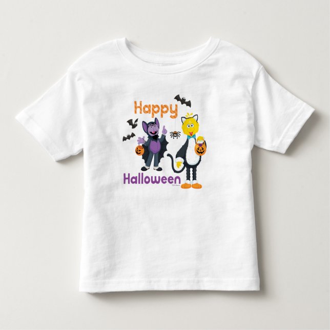 Big Bird and Count | Happy halloween T Shirt (Framsida)