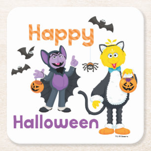 Big Bird and Count Happy halloween Underlägg Papper Kvadrat