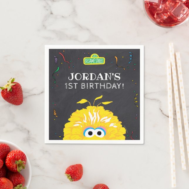 Big Bird Kritskriftskonfetti Födelsedag Pappersservett (Insitu)