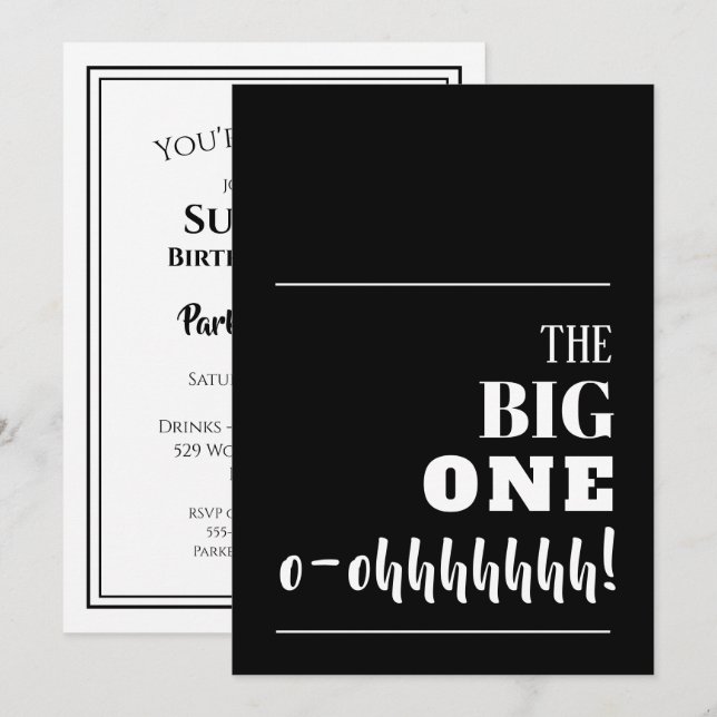BIG Birthday-inbjudningar - ANY FÄRG - ALLA ÅLDER (Fram/baksida)