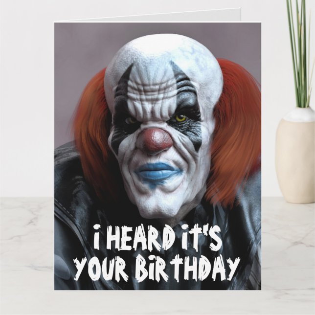 BIG BIRTHDAY-KORT FÖR SKARY EVIL STLOWN FUNNY KORT (Framsida)