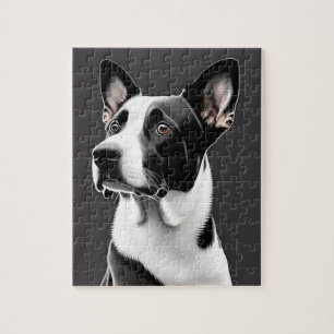 Big Black and White Hund Pussel