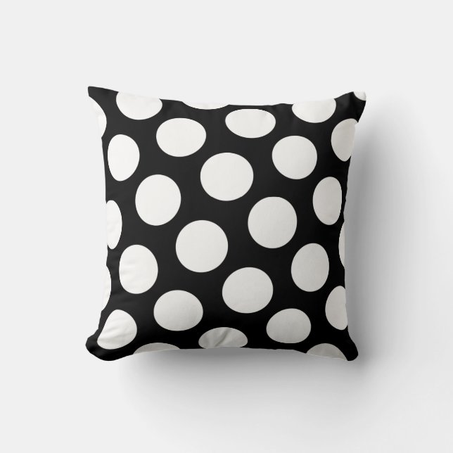 Big Black and White Polka dots Kudde (Framsida)