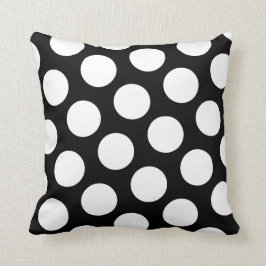 Big Black and White Polka dots Kudde