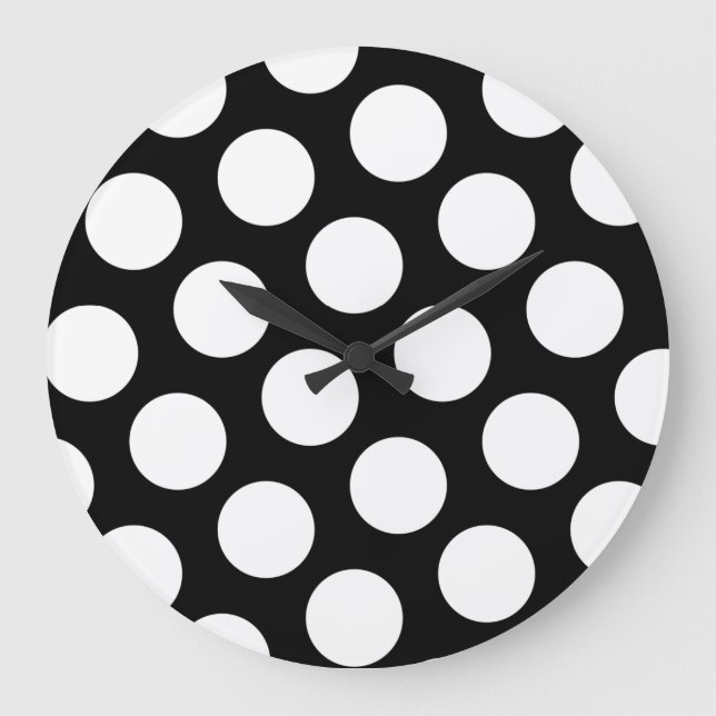 Big Black and White Polka dots Stor Klocka (Framsida)