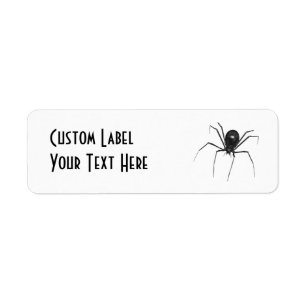 Big Black Creepy 3D Spider Returadress Etikett