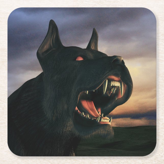 Big, black dog underlägg papper kvadrat (Framsidan)