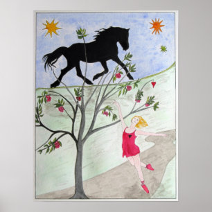 "Big Black Horse och en Cherry Träd" Poster