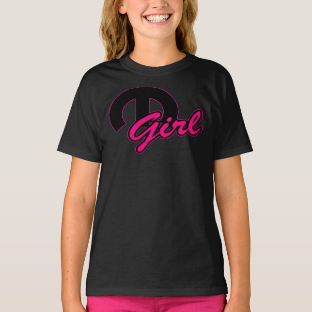 BIG Black M och Shock rosa Mopar GIRL Classic T-Sh T Shirt (Framsida)