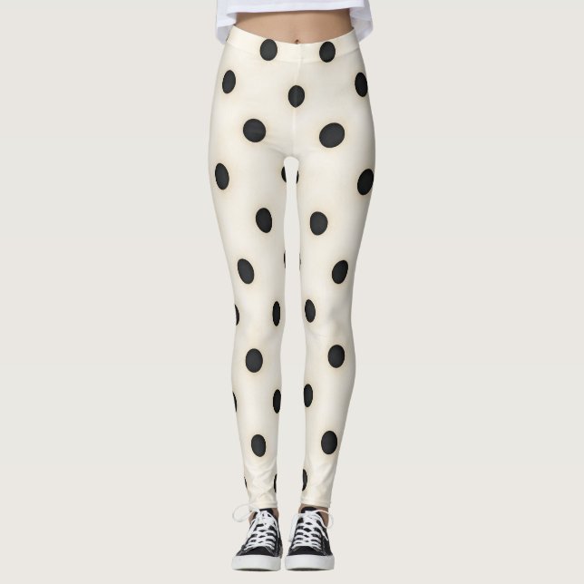 Big Black Polka dots på Antique White Leggings (Framsida)