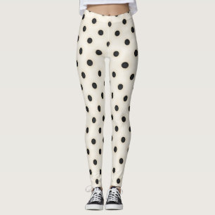 Big Black Polka dots på Antique White Leggings