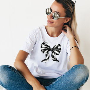 Big Black & White Watercolor Bow T Shirt