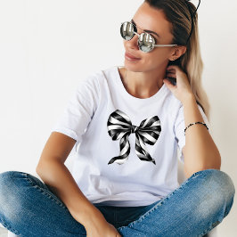 Big Black & White Watercolor Bow T Shirt