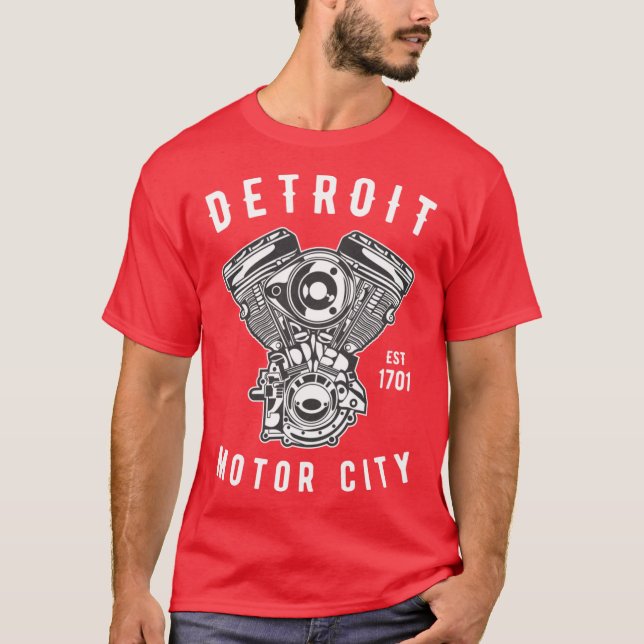 Big Block Motor City Michigan Enthusiast Novelty T Shirt (Framsida)