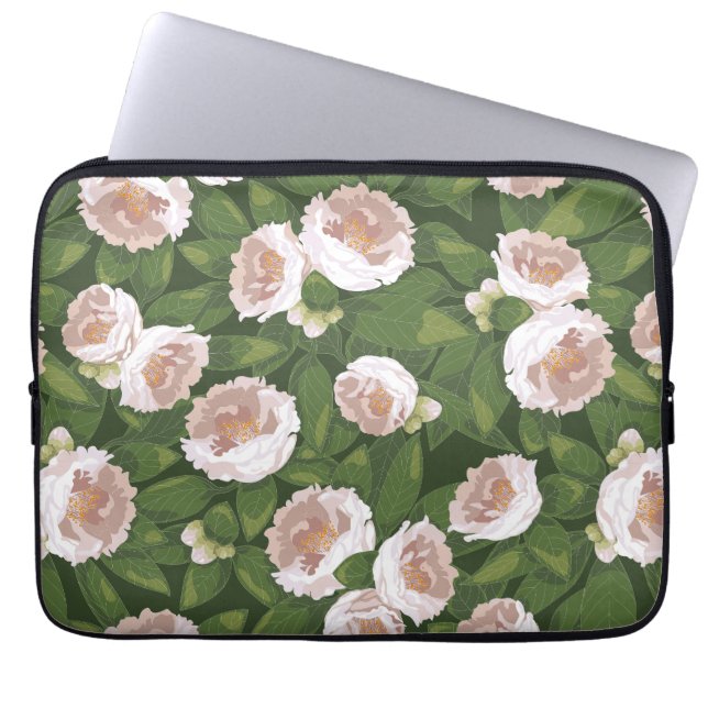 Big Bloom Camellia Charm Laptop Fodral (Framsidan)
