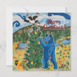 Big Blue and a Magpie Too - Holiday Card Julkort