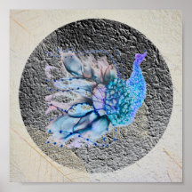 "Big Blue Bird" 8" x 8"Framat och matchat