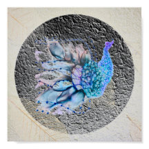 "Big Blue Bird" 8" x 8"Framat och matchat