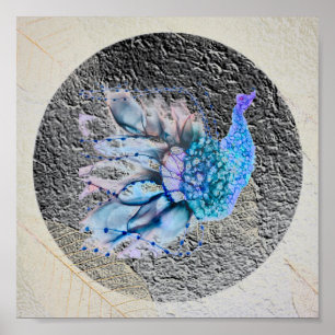 "Big Blue Bird" 8" x 8"Framat och matchat Poster