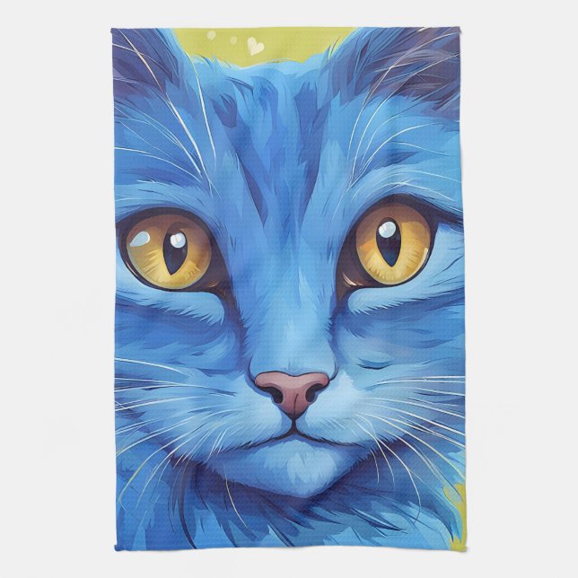 Big Blue Cat Kökshandduk (Vertikal)