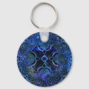 Big Blue Electric Galactic Geometry Nyckelring