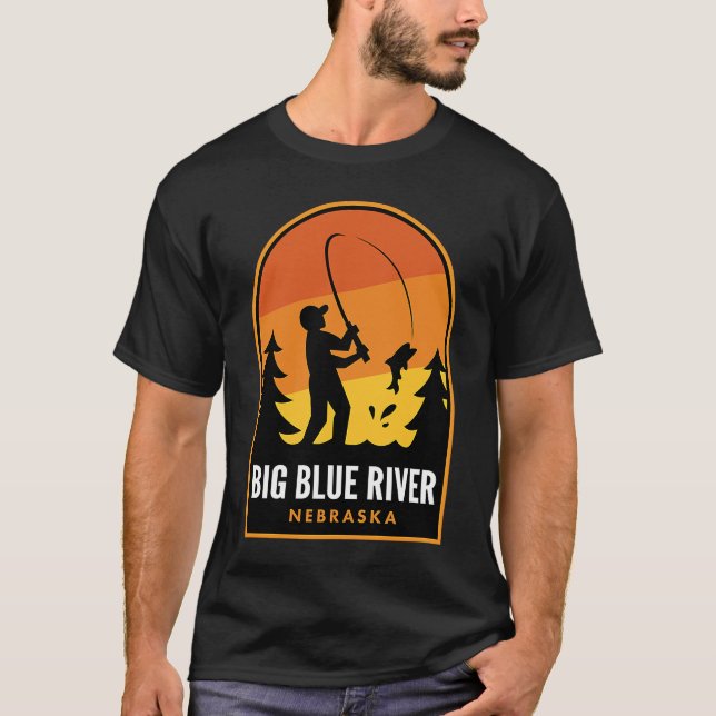 Big Blue River Nebraska Fishing T Shirt (Framsida)