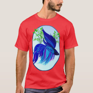 Big Blue Siamese Fighting Fish Oval T Shirt