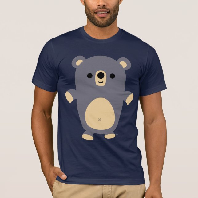 Big Blue Tecknad Bear T-shirt (Framsida)