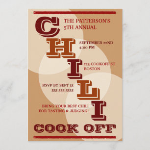 Big Bold Chili Cook off Party-inbjudan Inbjudningar