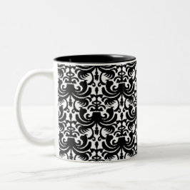 Big Bold Damask (svart) Två-Tonad Mugg