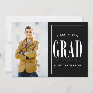 Big Bold Grad Vit Studentfest för textfoto Inbjudningar