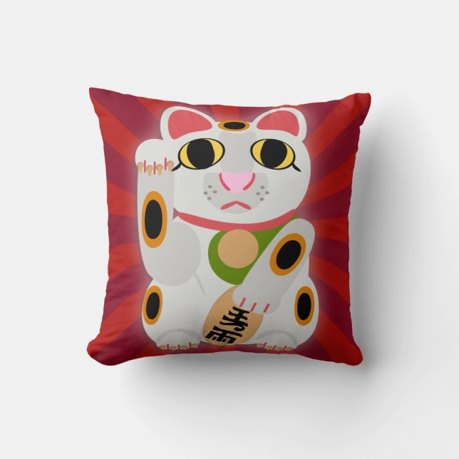 Big Bold Lucky Cat Symbol Kudde (Framsida)