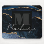 Big Bold Monogram Blue Agate Mousepad Musmatta<br><div class="desc">Big Bold Monogram personlig mousserande.</div>